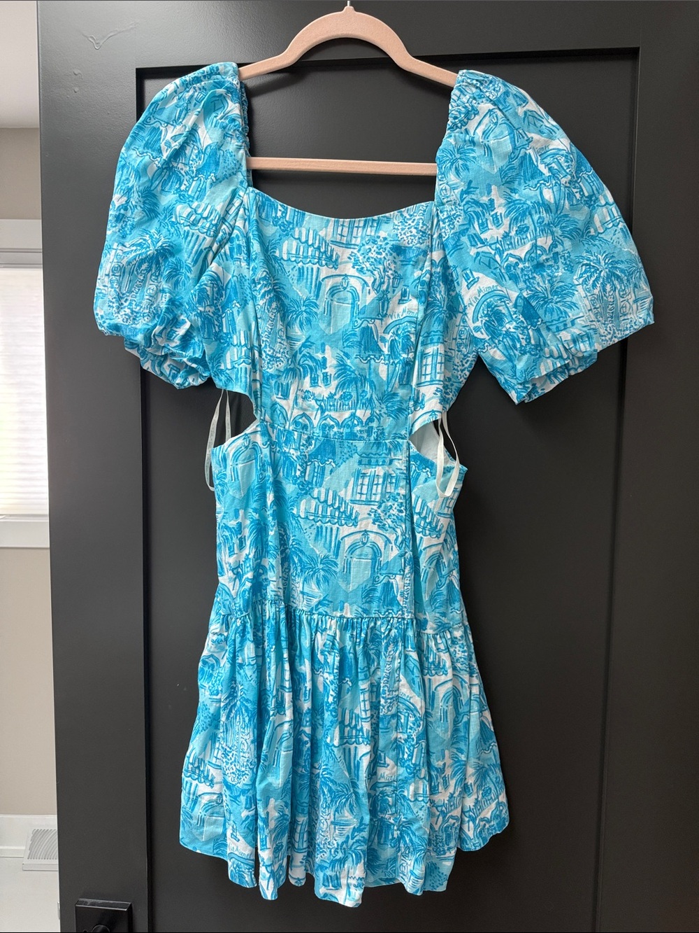 Lilly Pulitzer Blue & White Puff-Sleeve Skort